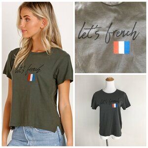 LNA Green LETS FRENCH Print Short Sleeve Tee Beluga Shirt
